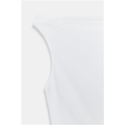 COLD SHOULDER RIBBED T-SHIRT