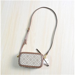 Сумка через плечо  с жаккардовым узором и кожаной окантовкой ТОРИ БЕРЧ