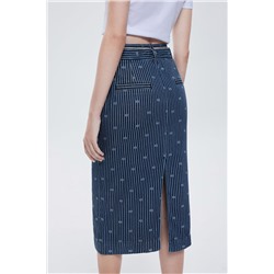 Falda midi de seda Azul noche