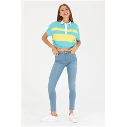 Kadın Mint Polo Yaka Tişört