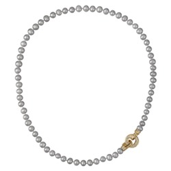 Колье (жемчуг серо-голубой 7-8мм, фианит; покрытие золото) 50см, Есть комплект