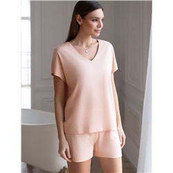 Свободная футболка с V-вырезом и цельнокроеным рукавом из 100% хлопка