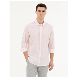 Açık Pembe Regular Fit Uzun Kollu Gömlek