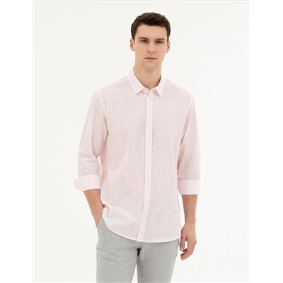 Açık Pembe Regular Fit Uzun Kollu Gömlek