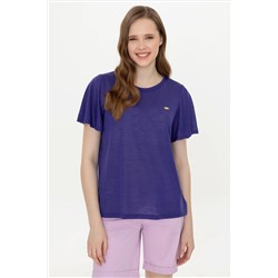 Kadın Mavi Bisiklet Yaka Tişört