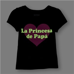 Toddler Girls Short Sleeve Glow-In-The-Dark 'La Princesa De Papa' Graphic Tee