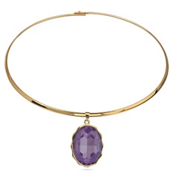 Колье Сияние (кристаллы SW пурпурные; покрытие золото) 42см, Есть комплект