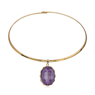 Колье Сияние (кристаллы SW пурпурные; покрытие золото) 42см, Есть комплект