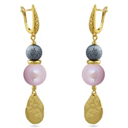 Серьги (Майорка 14мм холодно-розовая; покрытие золото), Есть комплект