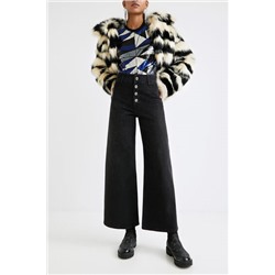 Vaqueros pierna ancha recta adorno