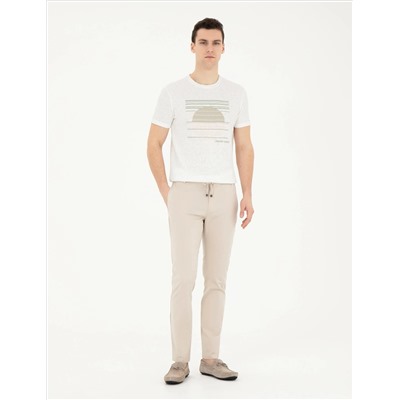 Taş Slim Fit Beli Lastikli İpli Kanvas Pantolon