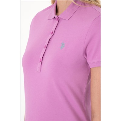 Kadın Fuşya Basic Polo Yaka Tişört