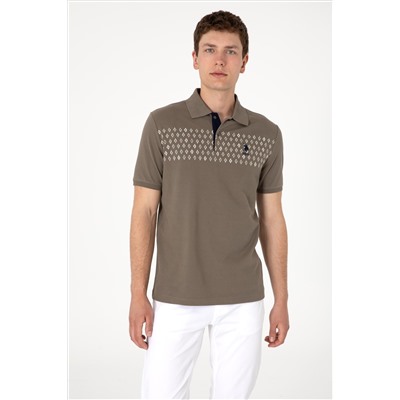 Erkek Regular Fit Polo Yaka Vizon Tişört