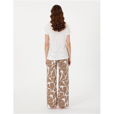 Krem Kısakollu Pijama Takımı