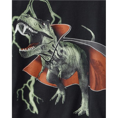 Kid Vampire Dinosaur Long-Sleeve Graphic Tee - Black