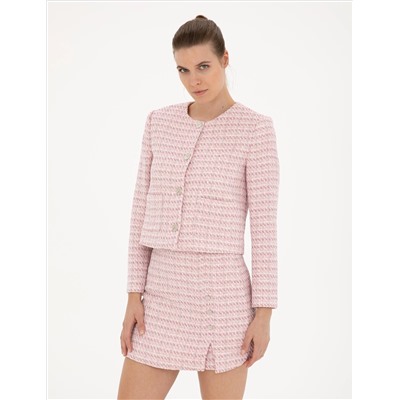 Pembe Tüvit Crop Ceket