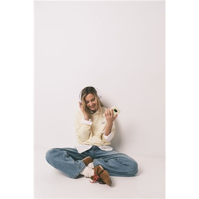 Sudadera corta lisa felpa algodón amarilla