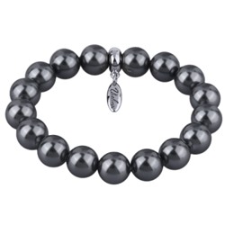 Браслет (Майорка 12мм темно-серая; покрытие родий), Есть комплект