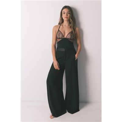 Body brasileño tul y microfibra negro