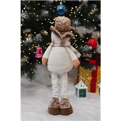Игрушка новогодняя с выдвижными ногами Снеговик шляпа бежевый