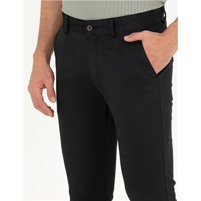 Siyah Slim Fit Kanvas Pantolon