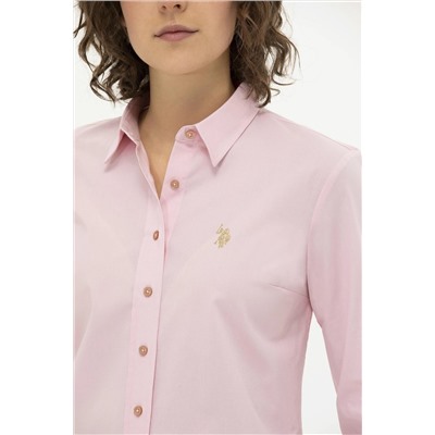 Kadın Pudra Uzun Kollu Basic Gömlek