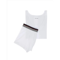 Beyaz Pamuk Karışımlı Atlet Boxer Set
