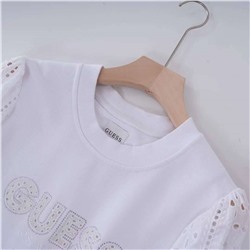 Симпатичный нежный женский свитшот Gues*s 👕  Экспорт  Рукава с вышивкой ришелье