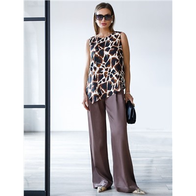 Брюки палаццо широкие из струящегося сатина