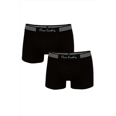 Pierre Cardin Erkek Siyah Klasik Pamuklu 2'li Boxer Kutulu