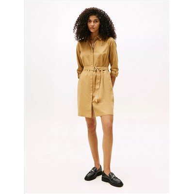 Long-Sleeve Belted Oxford Shirtdress