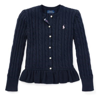 GIRLS 7-16 Cotton Peplum Cardigan