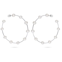 Серьги (жемчуг белый 7мм; покрытие родий), Есть комплект