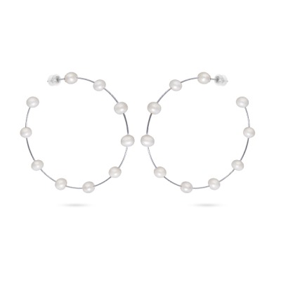 Серьги (жемчуг белый 7мм; покрытие родий), Есть комплект