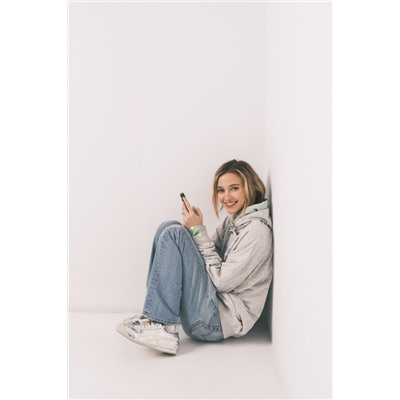 Sudadera capucha felpa algodón gris