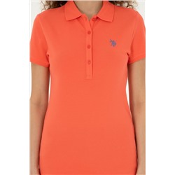 Kadın Nar Çiçeği Basic Polo Yaka Tişört