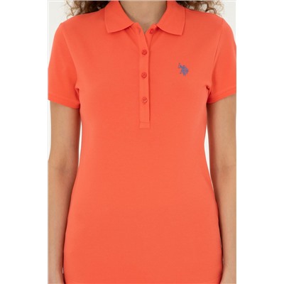 Kadın Nar Çiçeği Basic Polo Yaka Tişört