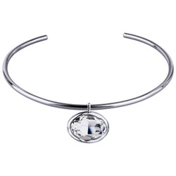 Колье-чокер Грация (кристаллы SW 30х22 белые; покрытие родий) 13см, Есть комплект