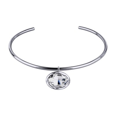 Колье-чокер Грация (кристаллы SW 30х22 белые; покрытие родий) 13см, Есть комплект