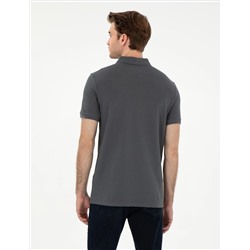 Antrasit Slim Fit %100 Pamuk Polo Yaka Basic Tişört