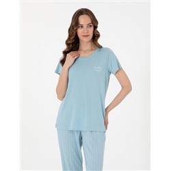 Mavi Kısakollu Pijama Takımı