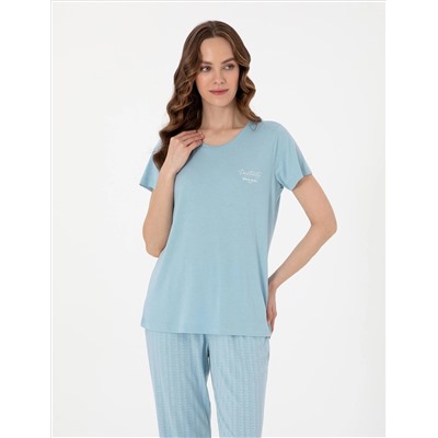 Mavi Kısakollu Pijama Takımı