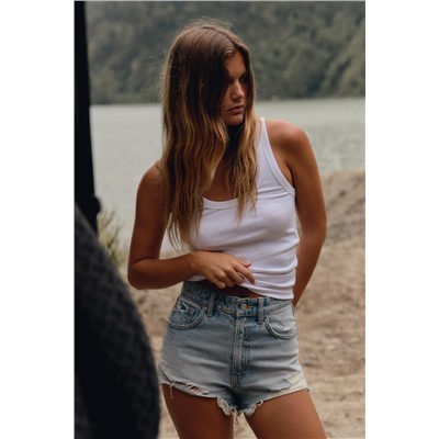 SHORTS DENIM TRF CURVED TIRO ALTO