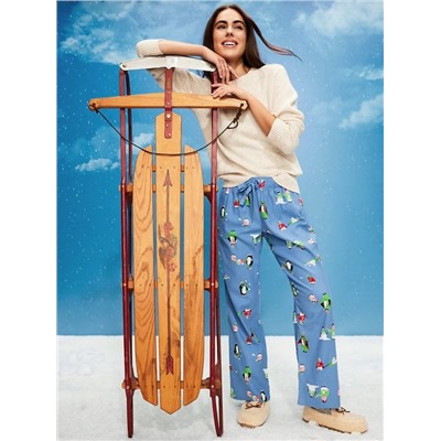 Mid-Rise Printed Flannel Pajama Pants for Women
