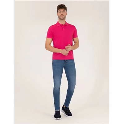 Pembe Slim Fit Polo Yaka Merserize Tişört