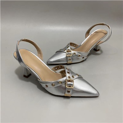 Серебряные туфли с пряжкой, экспортный магазин Модель 2025 года