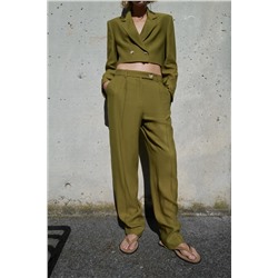 LINEN BLEND DARTED TROUSERS