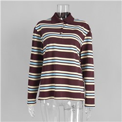 Женский пуловер поло в полоску, фабрика (5 цветов)