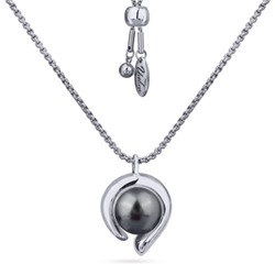 Кулон Знаки (Майорка темно-серая 12мм; покрытие родий) 64см, Есть комплект