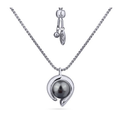 Кулон Знаки (Майорка темно-серая 12мм; покрытие родий) 64см, Есть комплект